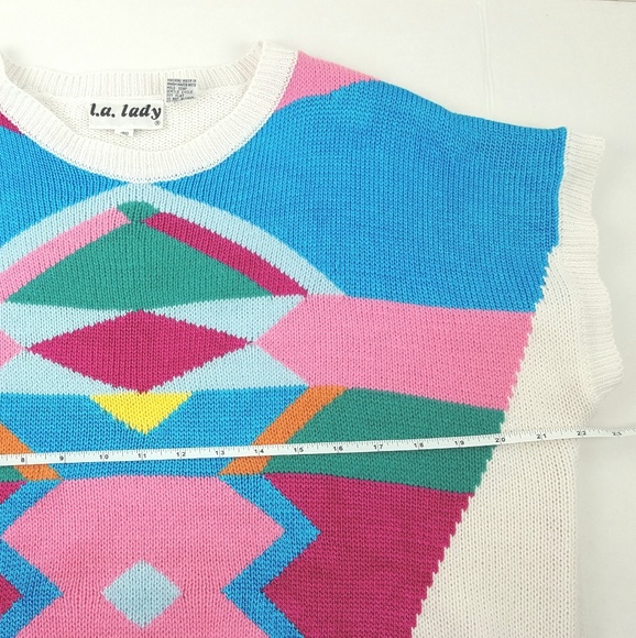 VTG L.A. LADY Tribal Sweater Vest Multi Color - Picture 5 of 8